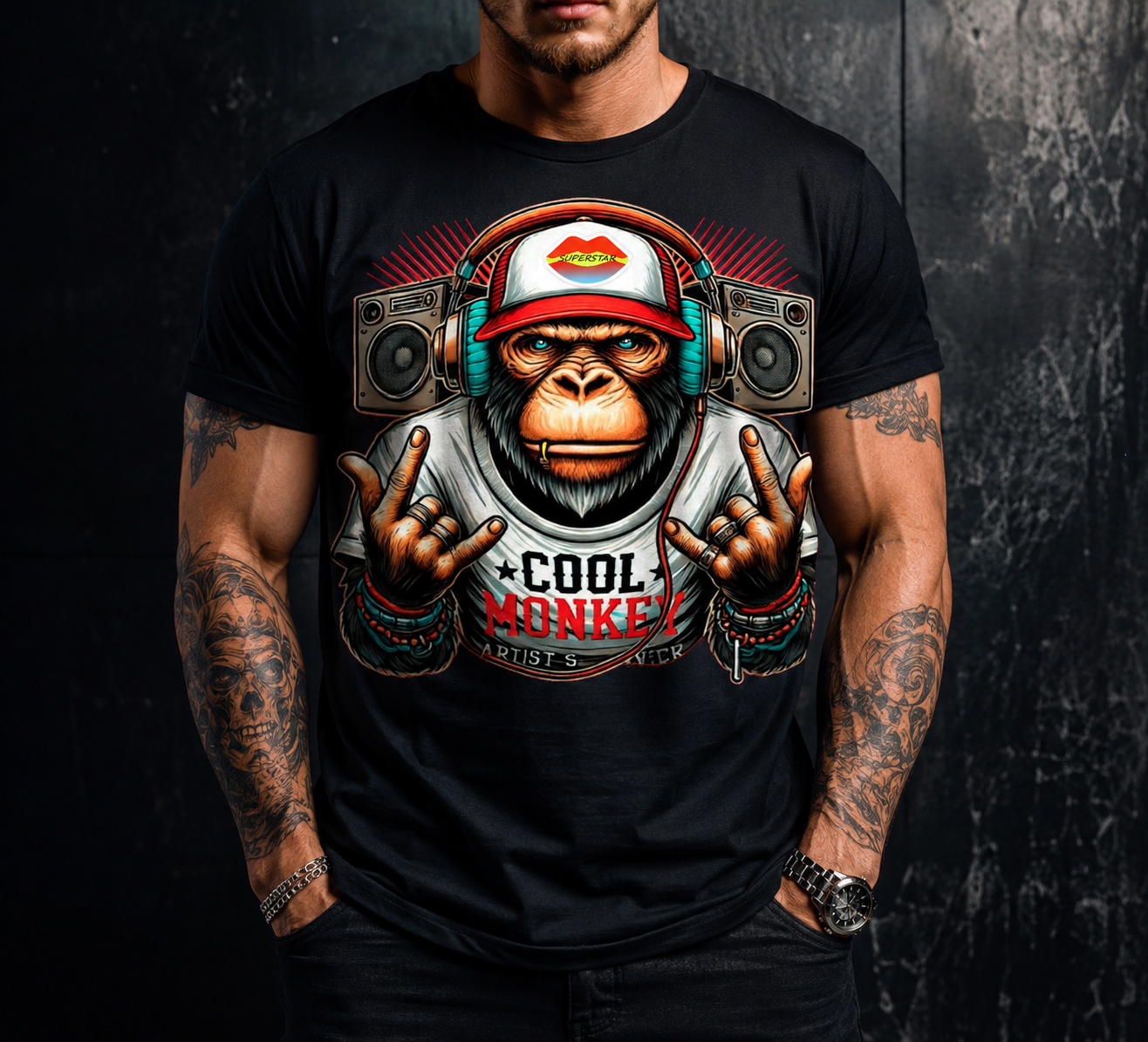 Cool Monkey T-Shirt – Urban Streetwear mit DJ-Affe