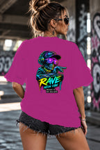Neon Vibe Damen Oversized T-Shirt – Neon DJ – DTF Backprint in Pink, Größe 5XL