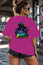 Neon Vibe Damen Oversized T-Shirt – Neon DJ – DTF Backprint in Pink, Größe 5XL