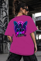 Neon Vibe Damen Oversized T-Shirt – Neon Angel – DTF Backprint in Pink, Größe 5XL