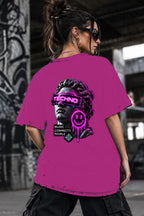 Neon Vibe Damen Oversized T-Shirt – Techno Statue – DTF Backprint in Pink, Größe 5XL