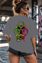 Neon Vibe Damen Oversized T-Shirt – Biohazard – DTF Backprint in Grau, Größe 5XL