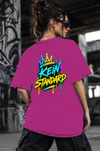 Neon Vibe Damen Oversized T-Shirt – Kein Standard – DTF Backprint in Pink, Größe 5XL