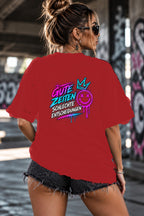 Neon Vibe Damen Oversized T-Shirt – Gute Zeiten Schlechte Entscheidungen – DTF Backprint in Rot, Größe 5XL