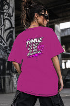 Neon Vibe Damen Oversized T-Shirt – Familie ist mein Anker – DTF Backprint in Pink, Größe 5XL