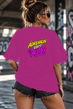 Neon Vibe Damen Oversized T-Shirt – Adrenalin statt Alltag – DTF Backprint in Pink, Größe 5XL
