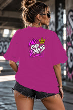 Neon Vibe Damen Oversized T-Shirt – No Bad Days – DTF Backprint in Pink, Größe 5XL