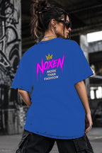 Neon Vibe Damen Oversized T-Shirt – Noxen More Than Fashion – DTF Backprint in Blau, Größe 5XL