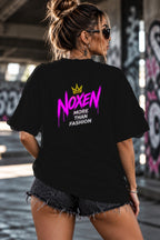 Neon Vibe Damen Oversized T-Shirt – Noxen More Than Fashion – DTF Backprint in Schwarz, Größe 5XL