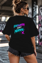 Neon Vibe Damen Oversized T-Shirt – Einzigartig statt normal – DTF Backprint in Schwarz, Größe 5XL